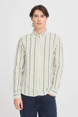 Produktbild von Casual Friday CFDYLAN striped Herren Leinenhemd Hemd Langarmhemd Leinenmix regular fit
