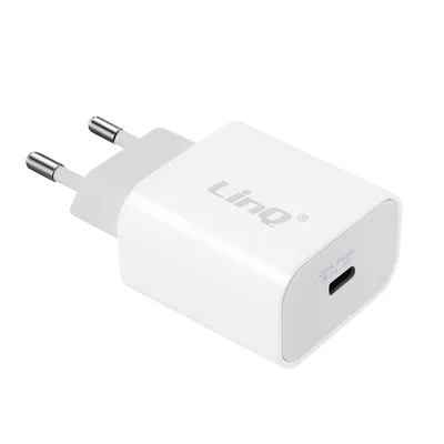 Immagine prodotto di Caricatore rapido USB-C Power Delivery 18W, caricatore da parete, LinQ - Bianco