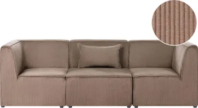 Produktbild von BELIANI Modulsofa Sandbeige Cord 3-Sitzer aus 3 Modulteilen mit Armlehnen Modernes Retro Design Sofa Wohnzimmer