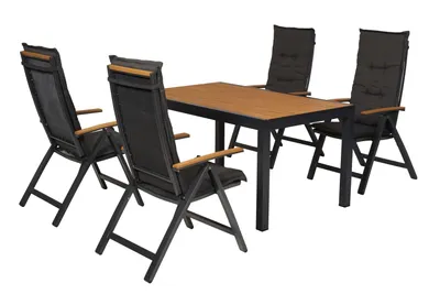 Produktbild von Merxx Gartenmöbel Set Itanos 9tlg., 4 Klappsessel inkl. Auflagen, Tisch 150 x 90 cm- Aluminium/Kunststoff