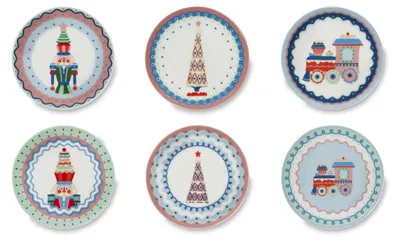 6 Aperitifteller aus Porzellan, 15 cm, Weihnachtsdeko