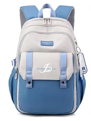 Immagine prodotto di Zaino per bambini, zaino per la scuola, zaino per ragazze e ragazzi, zaino per adolescenti, impermeabile, leggero, grigio, blu, dimensioni 32x20x48 cm