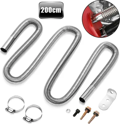 Obrázek produktu pro Jopassy výfuková hadice pro generátor, 200CM výfuková trubka z nerezové oceli, se dvěma nerezovými svorkami pro naftové topení