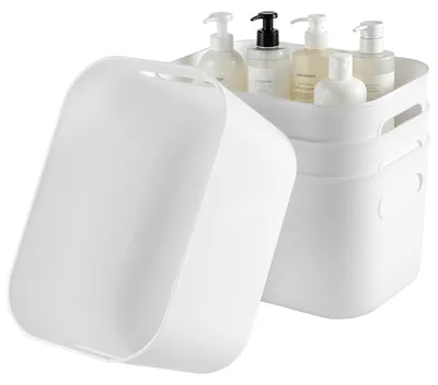 Aufbewahrungsboxen 4er-Set, 26x18x16 cm, weiß, stapelbar, 7 l