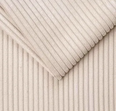 Produktbild von TAPHICEROS Cord Stoff, Perle, 100cm x 142cm, Meterware, Polsterstoff Material, Möbelstoff, Dicker Rippenstoff