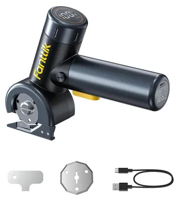Produktbild von Elektrische Schere mit LED-Licht, 3 Geschwindigkeitsstufen, wiederaufladbar, für Stoffe, Leder, Karton - Schwarz