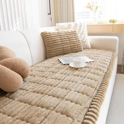 Productafbeelding van Corduroy sofaovertrek, koffiekleur, 90x210 cm, 1 stuk, antislip, dik