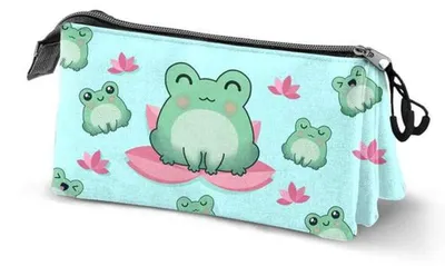 Imagen del producto de Oh My Pop! Estuche triple para bolígrafos, diseño "Froggy" en color turquesa