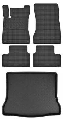 Productafbeelding van Rubberen automatten + kofferbakmat voor Mercedes-Benz Klasa A W177 vanaf 2018 (sedan) – 5-delig, zwart, op maat – Wielganizator