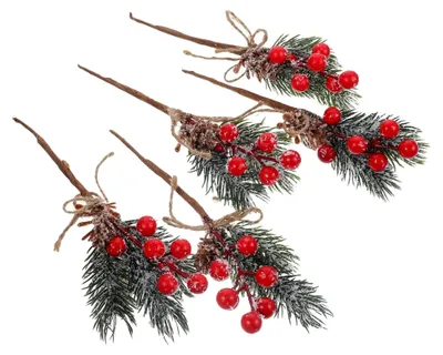 Produktbild von 5 Stück Künstliche Rote Beerenzweige für Weihnachtsdekoration