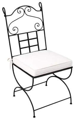 Image de Chaise de jardin méditerranéenne Badayoz, en fer noir, 100 cm