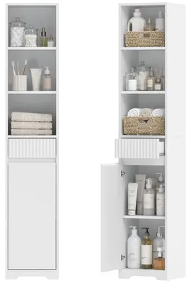 Immagine prodotto di HOMCOM Mobile da Bagno Alto 172 cm, Mobile Autoportante con Ripiano Regolabile, 33 x 30 x 172 cm