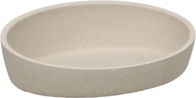 Zdjęcie produktu dla Miseczka dla kota - Owalna, beżowa - Wykonana z bambusa - Antypoślizgowa - Dla kotów - Pojemność 270 ml