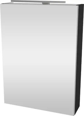 Produktbild von Fackelmann LUNA Spiegelschrank mit LED-Beleuchtung  Alibertschrank für Bad und Gäste-WC (50 x 68 x 15,3 cm)  SBC Badschrank mit Spiegel in Schwarz/Anthrazit  Tür rechts