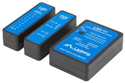Produktbild von Lanberg NT-0404, PoE-Tester, BNC, RJ-11, RJ-45, PoE testing, Schwarz, Blau, 9 V