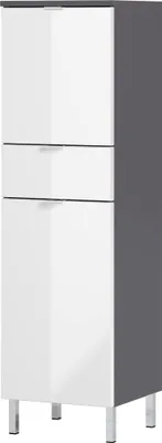 Schrank Graphit/Weiß Hochglanz 34x120x34 cm mit Schublade