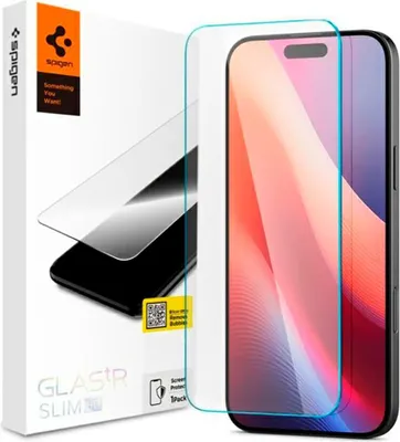 Obrázok produktu pre Spigen Glas.tR Slim HD, Apple, iPhone 16 / iPhone 15, Odolné proti nárazu, Odolné proti poškriabaniu, Priehľadná, 1 kusov