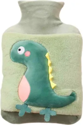 Produktbild von Wärmflasche, 2 l, große, dicke Plüsch-Wärmflasche für Kinder und Erwachsene, niedliche, kuschelige Dinosaurier-Wärmflasche, sicher, explosionsgeschützt, auslaufsicher, abnehmbarer Bezug zur Reinigung