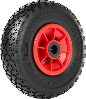 Image de Wiltec Roue complète 3.00-4 pour Diable – 255 x 255 x 85 mm – Avec Chambre à air et Jante – Valve coudée TR87 – capacité de charge max. 90 kg – pour Roue Brouette Chariot
