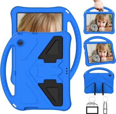 Produktbild von Kinder Hülle für Huawei MediaPad T3 10 9.6", Eva Leichte Stoßfeste Faltbarem Ständer, Kids Griff Schutzhülle Blau