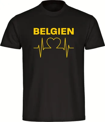 Produktbild von multifanshop Herren T-Shirt - Belgien - Herzschlag, schwarz, Größe M