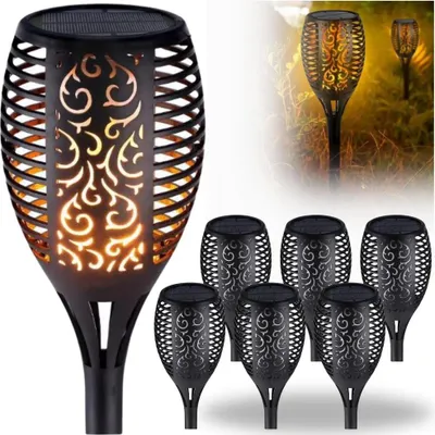 Image de Lampe solaire de jardin Torche Feu Effet de flamme martelé décoratif x6