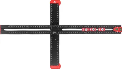 Image de règle de positionnement de perçage 4 en 1, 60 cm, équerre en T réglable avec plusieurs angles et 3 curseurs pour l'installation du travail du bois, noir