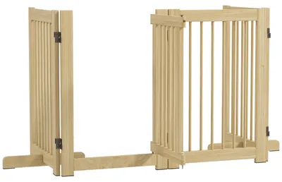 Image de Barrière de sécurité pour chien PawHut, 4 panneaux, 204 x 75 cm, barrière pliable avec porte