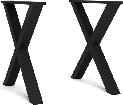 Immagine prodotto di Piedi - Gambe - Supporto forma a X - Gambe del tavolo in legno massiccio - Laccato Nero - 72x72cm