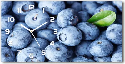 Produktbild von Wanduhr aus Glas – 60x30 cm - Glasbild - Glasuhr - Gehärtetes Glas - weisse-zeiger - Blaubeeren