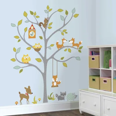 Obrázek produktu pro Samolepka na zeď Happy Woodland liška a přátelé stromu