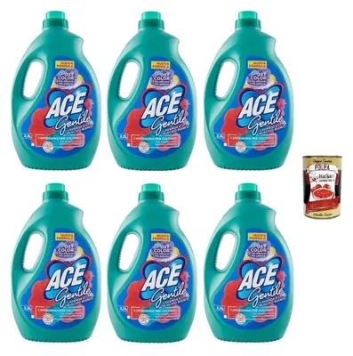 Produktbild von Ace Gentile Candeggina per Colorati,Bleichmittel für Farben – Lavendel und Weißer Moschus Wirksam Gegen Flecken 6x 2300ml + Italian Gourmet polpa 400g