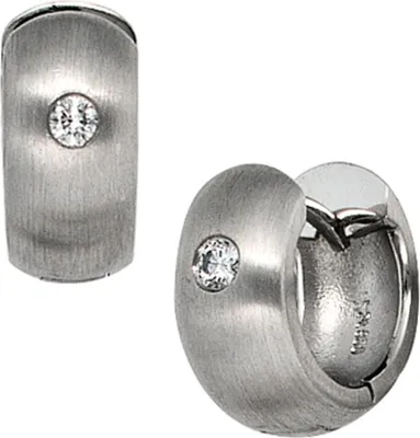 Produktbild von JOBO Creolen 950 Platin mattiert 2 Diamanten Brillanten 0,09ct. Ohrringe