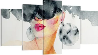 Produktbild von Bild auf Leinwand - Leinwandbild - 5 Teile - Aquarell Modell Brille - 160x85cm - Wand Bild - Wanddeko - Wandbilder - Leinwanddruck - Bilder - Wanddekoration - Leinwand bilder - EA160x85-4678