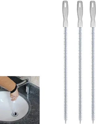 Obrázek produktu pro Sady po 3 kusech – kartáče na odstraňování vlasů – ohebný kartáč – na vlasy, ucpávky a čištění potrubí – s dlouhými štětinami – 45 cm