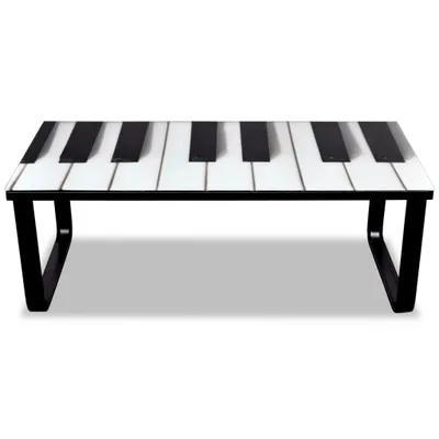 Produktbild von vidaXL Couchtisch mit Glasplatte Klavier-Aufdruck
