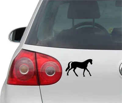 Produktbild von Aufkleber / Autoaufkleber - JDM - Die cut - Pferd Pony Reiter - Auto, Truck, Notebook, Laptop - Folie Decal - schwarz - 139mmx88mm