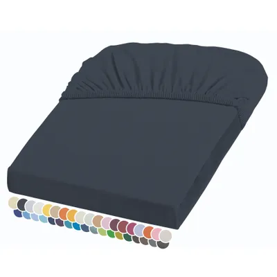 Produktbild von liebling Elasthan Spannbetttuch 120x200 bis 130-220 cm, mit Rundumgummizug, faltenfrei & atmungsaktiv, Matratzen bis 26 cm Höhe, anthrazit