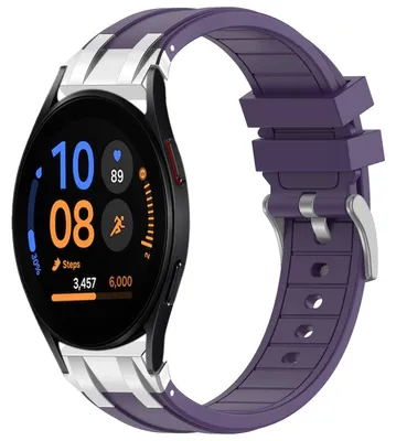 Obrázok produktu pre Pre Samsung Galaxy Watch FE 40 mm Silikónová rýchloupínacia strieborná pracka Náhradný pás na ruku fialová