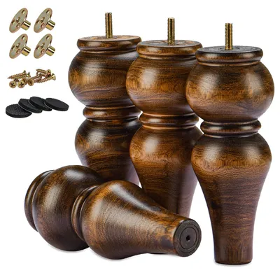Holz-Möbelbeine 20 cm, 4 Stück, Massivholz, M8