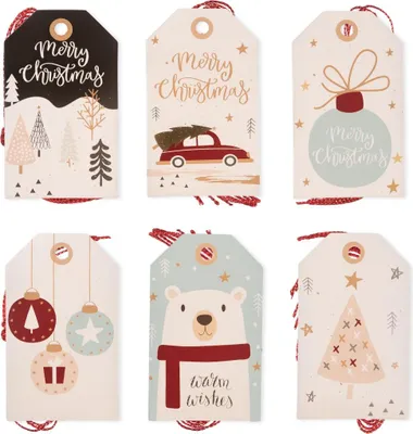 Produktbild von Weihnachtspastell-Geschenkanhänger, 24 Stück.