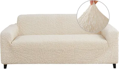 Produktbild von (Beige, 3-Sitzer-Sofa) Stretch-Sofabezug, Jacquard 3D Collection Stretch-Sofabezug, einteiliger formschlüssiger, waschbarer Schoner