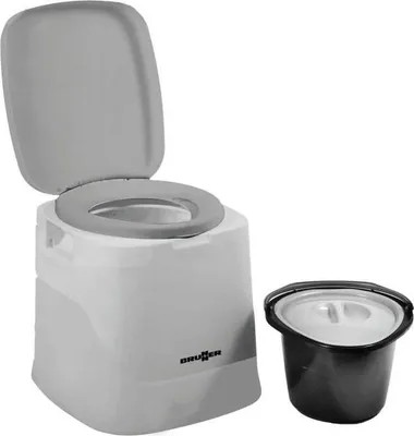 Obrázek produktu pro Přenosná kempingová toaleta, Brunner Optiloo, výška sedáku 43 cm, s držákem na toaletní papír, odnímatelný kbelík