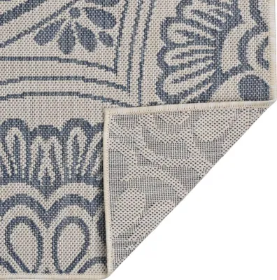 Produktbild von vidaXL Outdoor-Teppich Flachgewebe 80x250 cm Blaues Muster