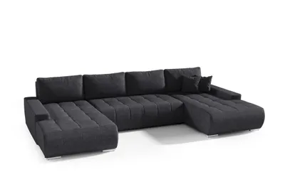 Produktbild von Wohnlandschaft Sofa mit Schlaffunktion VOGAR Stoff Aston Schwarz