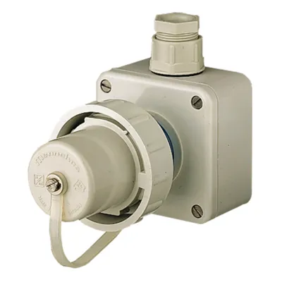Produktbild von Mennekes Schuko Wandstecker, IP68, grau, Einführung oben 10864