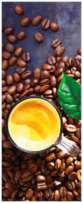 Produktbild von Wallario Premium Glasbild, freischwebende Optik, kräftige Farben, Größe 80 x 32 cm Motiv Kaffee und Bohnen