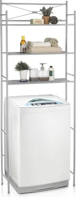 Produktbild von Toilettenregal MARSA mit drei Ablageflächen – Vielseitiges Standregal, WC- und Waschmaschinenregal in Grau, Perfekt für Waschküche