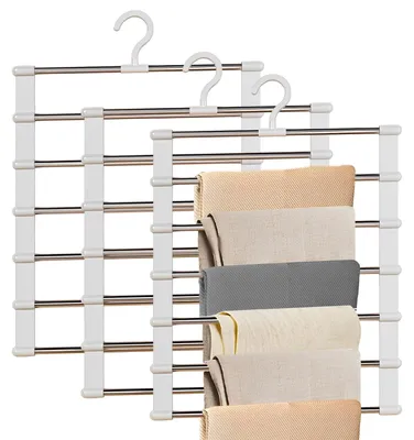 Hosenbügel-Set 3er-Pack, 6-in-1, platzsparend, 360° drehbar, weiß