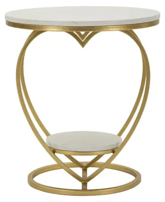 Immagine prodotto di Tavolinetto Heart Oro Ø40x45,5 cm in Ferro e Marmo Oro e Bianco